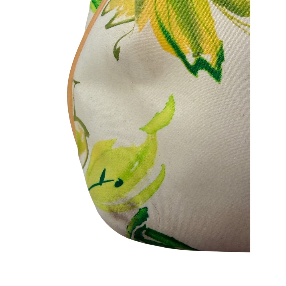 Guess Vintage Y2K Floral Tropical Beaded Canvas Handbag Green Yellow Purse - Picture 5 of 10